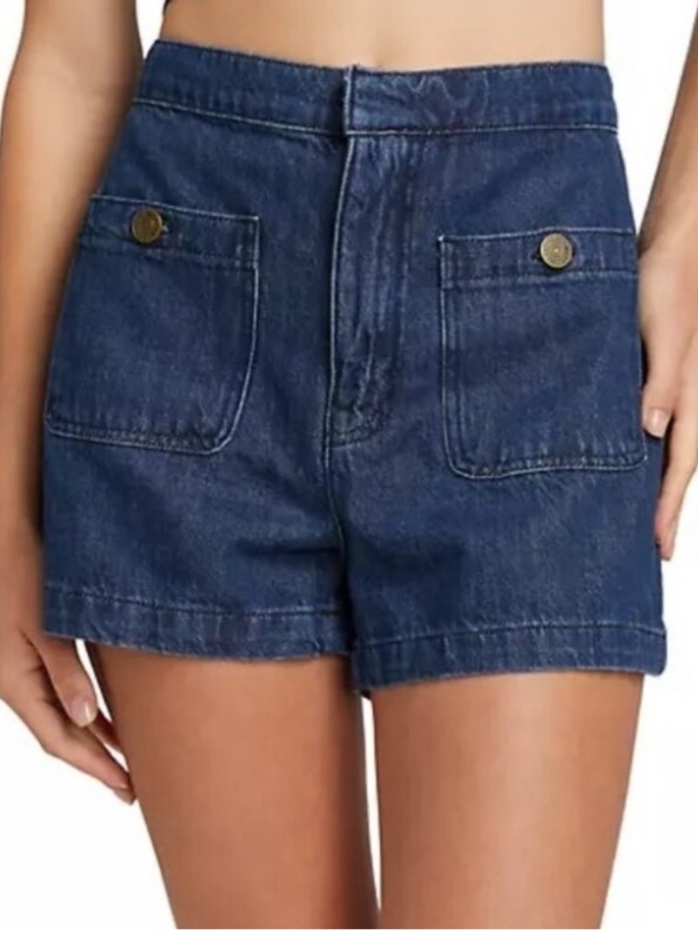 FRAME Patch Pocket Denim Trouser Shorts In Cleopatra ❤️